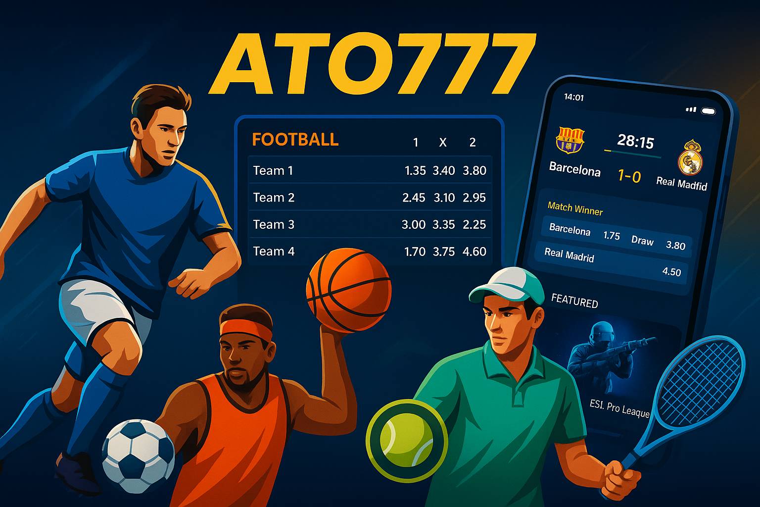 Aposte em apostas esportivas no cassino online ATO777